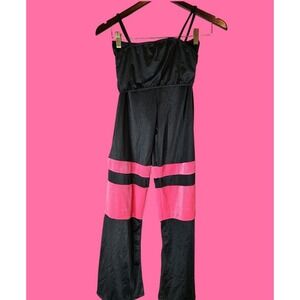 2 Piece Dance Costume Pink and Black Hiphop Velour Costume Leo Adult Medium Yoga